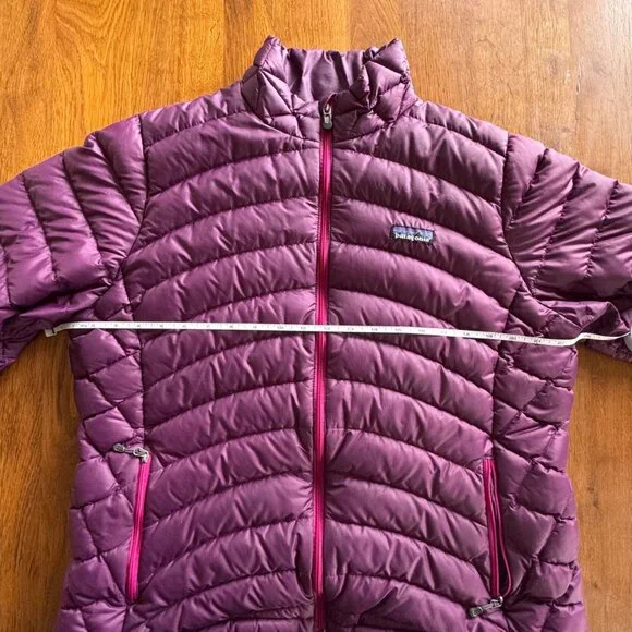PATAGONIA Goose Down Sweater Jacket Womens XL Purple Puffer Winter Coat Warm - Picture 12 of 15